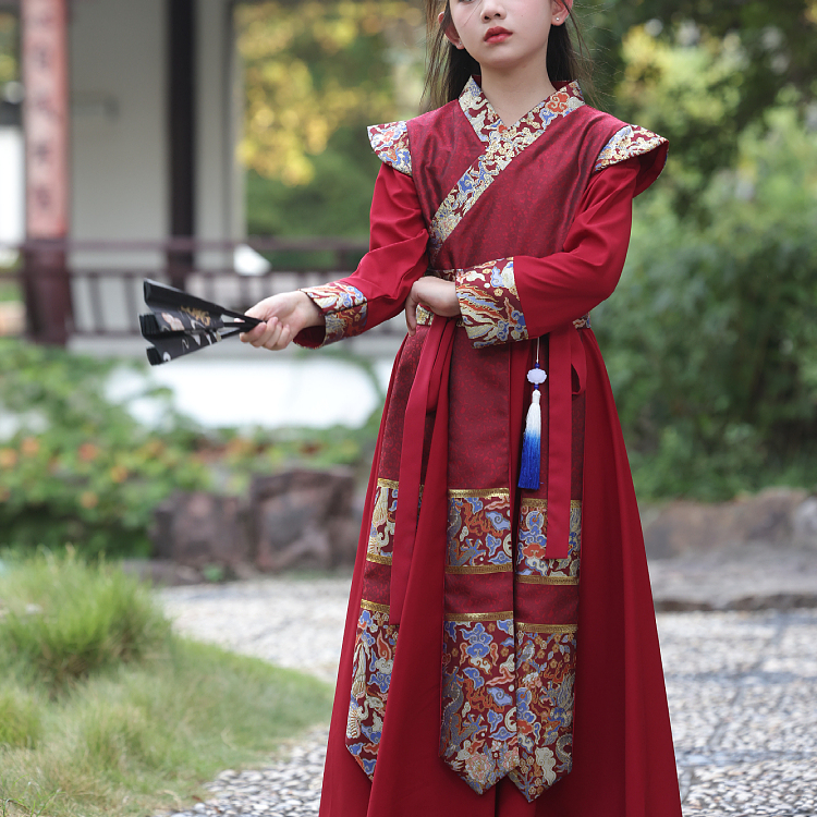 风盛郁汉服古装女童花木兰表演服