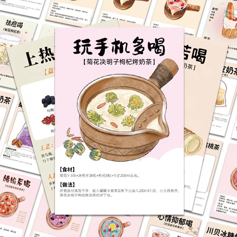 中药奶茶制作方法贴纸