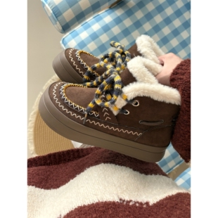 AUMU女鞋厚底雪地靴女款户外休闲冬季加绒加厚防滑雪地靴外穿棉鞋