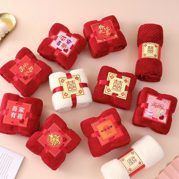珊瑚绒结婚伴手礼毛巾吸水婚庆喜铺伴娘回礼生日寿宴节日礼物