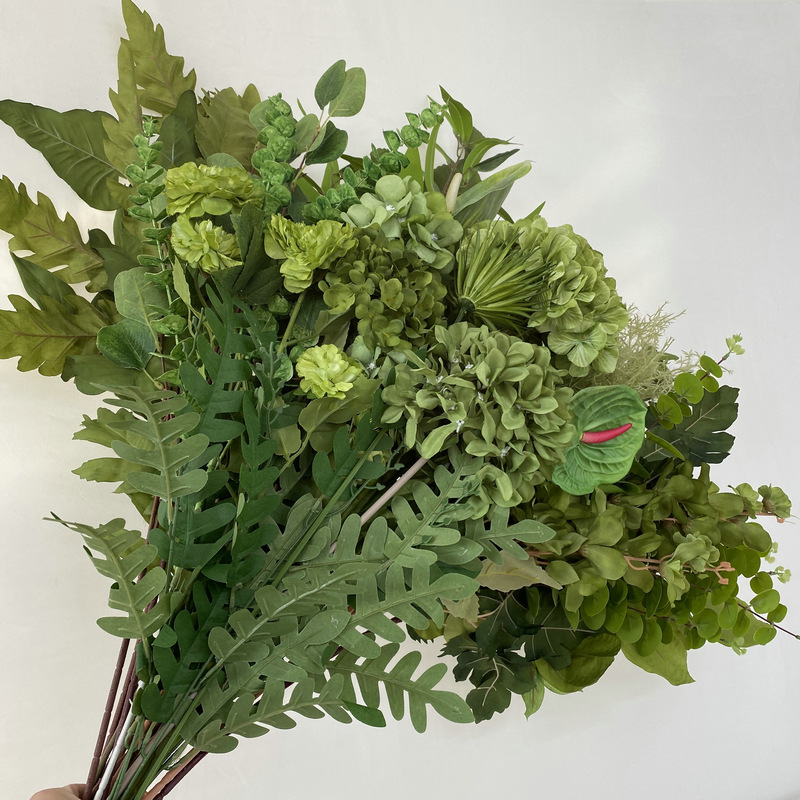 绿色系仿真花森林系婚礼用花材婚庆背景插花摄影拍摄道具假花