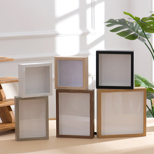 干花相框摆台仿实木立体中空3-5CM画框挂墙装裱植物标本相框