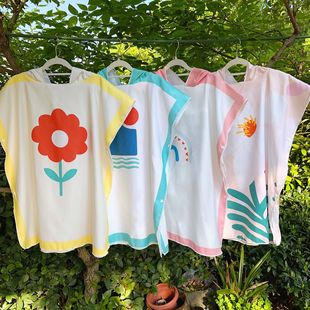 2024儿童速干浴巾斗篷连帽浴巾户外旅行游泳海边换衣沙滩浴袍