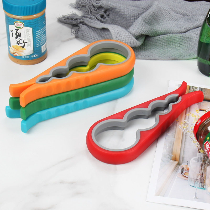 PVC软胶防滑拧开盖器4合一开罐器开瓶器啤酒启瓶器罐头瓶盖开启器