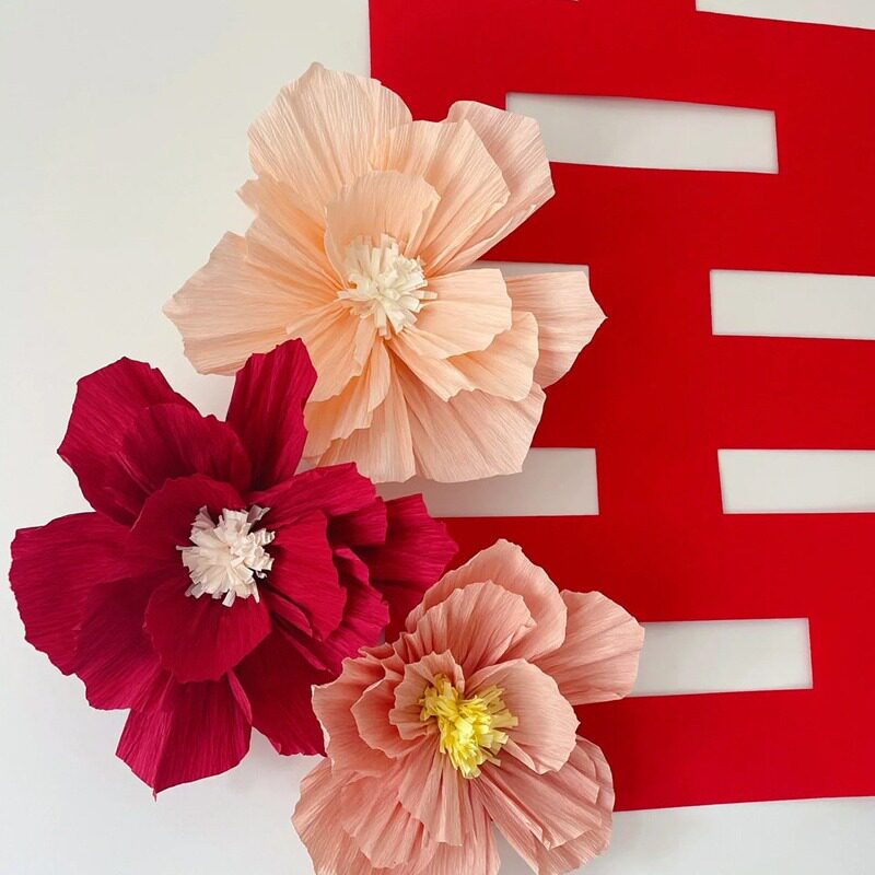 褶皱纸花立体皱纹纸花婚房装饰布置结婚床头卧室背景墙订婚庆用品
