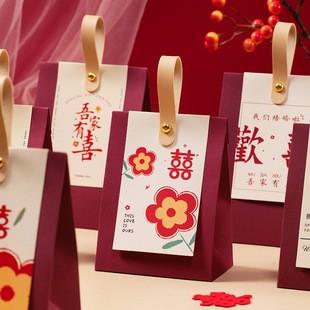 新款 高级手提结婚专用喜糖盒子伴手礼包装喜糖果袋婚礼喜糖礼盒