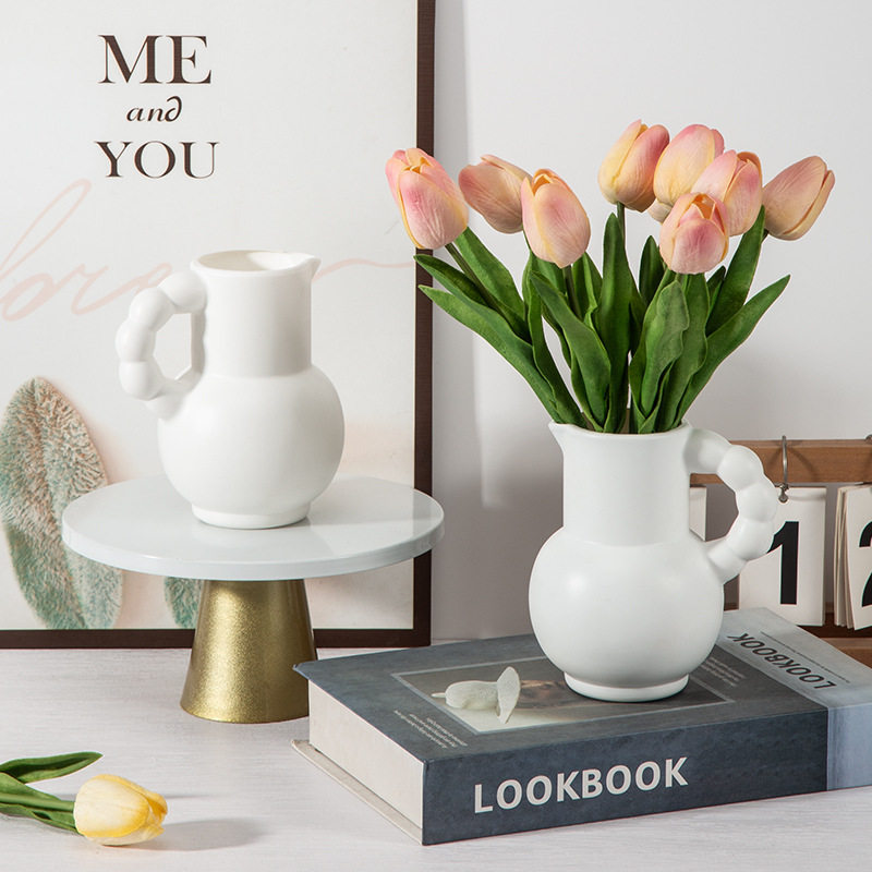 法式提手塑料花瓶奶壶仿陶瓷花器摆件客厅卧室餐厅桌面装饰风,家居饰品,壁饰,淘宝优惠券,粉丝福利购,淘宝优惠卷