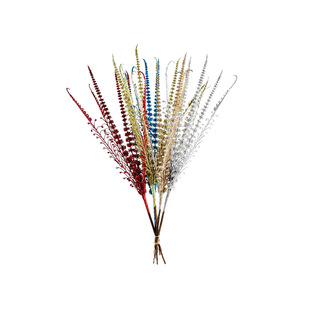 金粉叶5叉蒲棒松塔圣诞装饰用品植物插花仿真花蒲草松塔