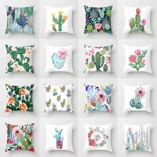 新款仙人掌桃皮绒抱枕套 居家沙发靠垫靠枕套 舒适面料抱枕套