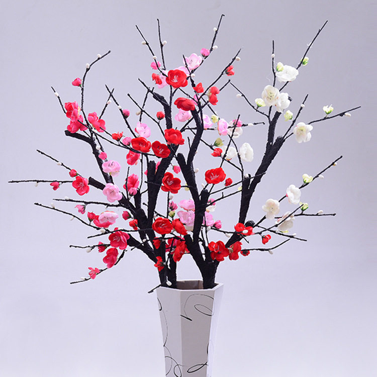 仿花腊梅花 干枝梅樱花绢布永生花居家假花装饰
