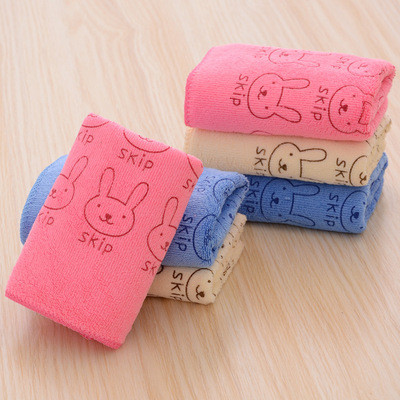 新款加厚超细纤维兔头儿童毛巾
