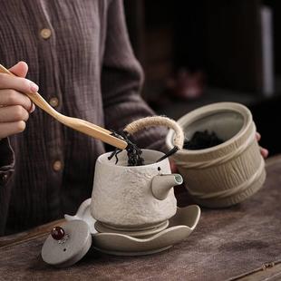 功夫茶具防烫泡茶壶配件 围炉煮茶茶壶陶瓷粗陶提梁壶家用复古日式