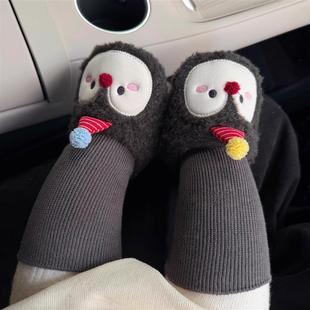 冬0 地板鞋 12个月宝宝棉鞋 步前鞋 加绒加厚软底鞋 小企鹅婴儿棉拖鞋