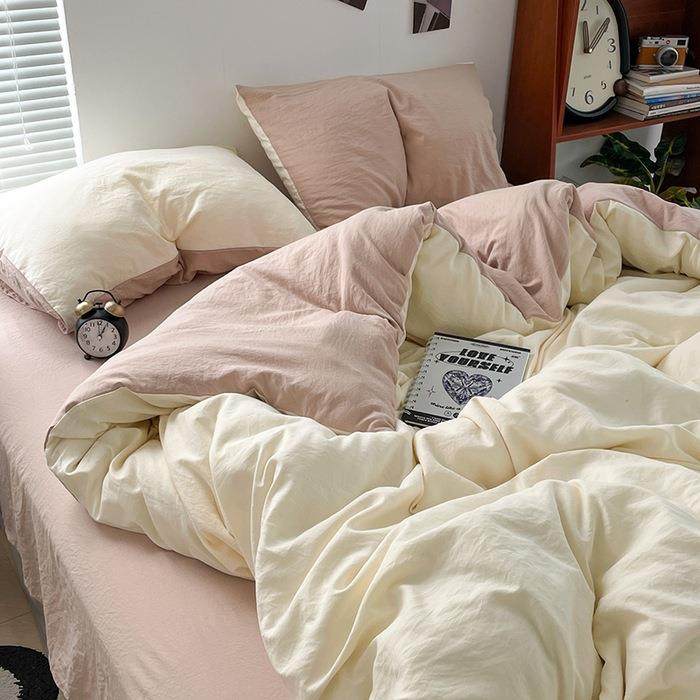 ins风新款A类水洗棉磨毛四件套床单被套宿舍三件套床笠床上用品款