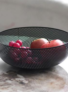 设计师铁艺网格水果篮摆件客厅现代创意零食水果盘北欧家居装饰品