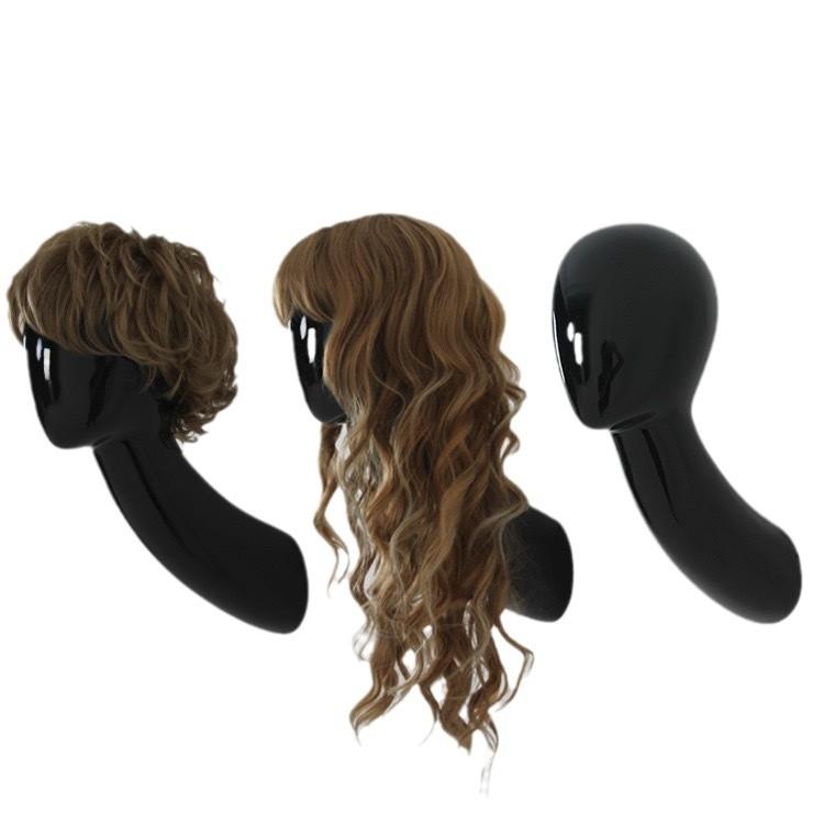 新款挂墙黑色长脖子头模假发展示架帽子陈列架上墙假发展示头模