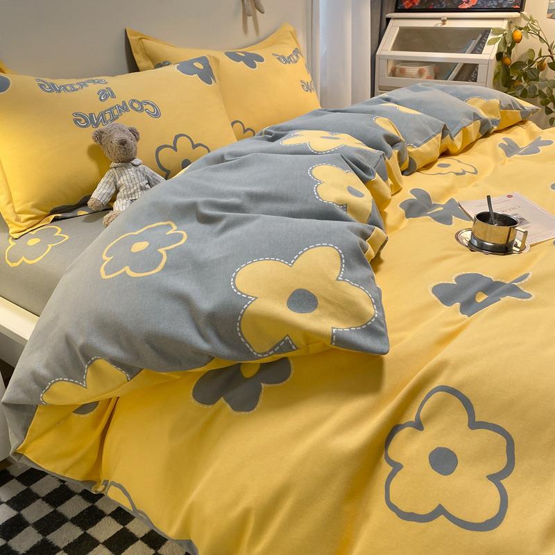 简约加厚磨毛四件套秋冬100床单被套保暖床上用品三4件套百搭