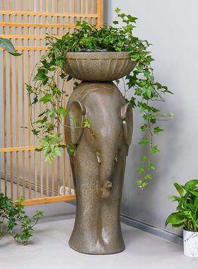 跨境创意大象花盆花园布置艺术户外庭院装饰别墅门口大花盆摆件