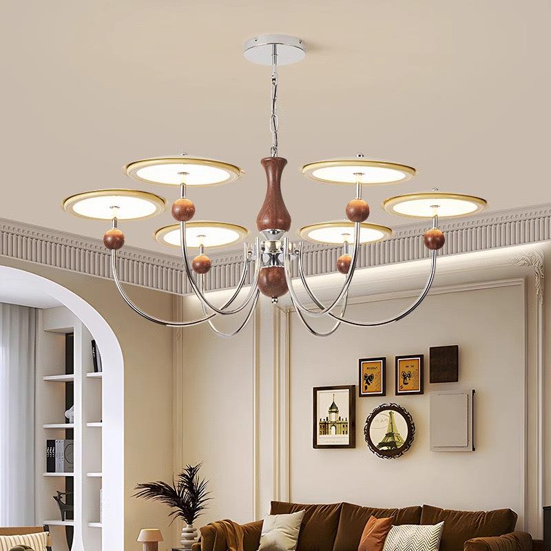 2025新款法式奶油风客厅灯具中古飞碟意式护眼大厅主灯复古风吊灯