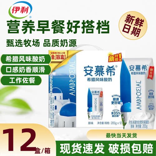 【9月产】安慕希原味205g*12盒希腊风味酸奶整箱中秋送礼早餐搭档