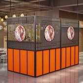 精选铁艺屏风隔断餐厅饭店火锅店烧烤店包间包厢轻奢新中式 遮挡墙