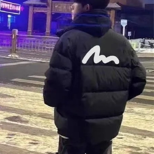 2025冬季美式羽绒服立领字母印花棉服男款保暖加厚棉衣棉袄外套潮