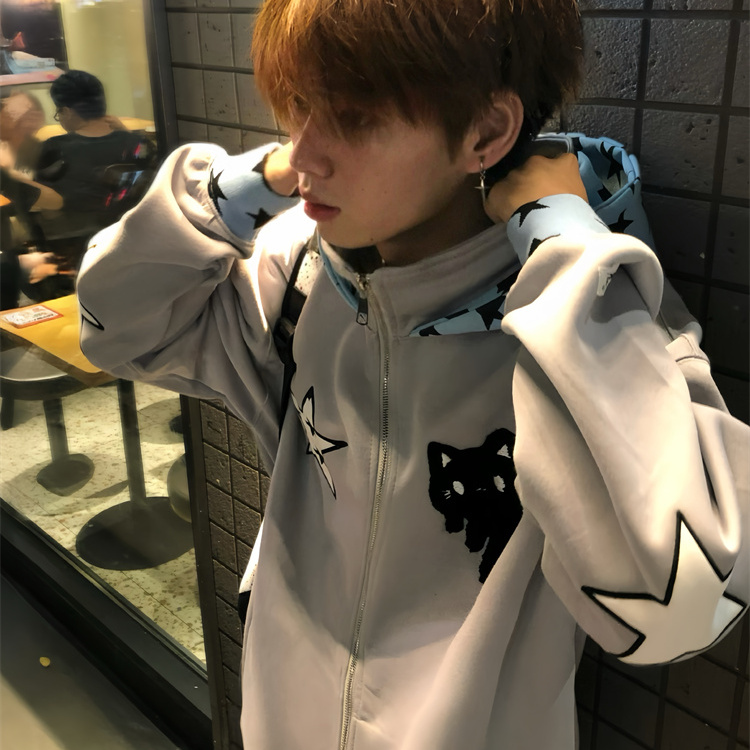 卫衣男款拉链连帽刺绣开衫上衣