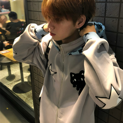 卫衣男款拉链连帽刺绣开衫上衣