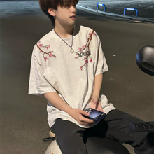 美式高街vibe短袖刺绣男款潮牌t恤新款纯棉夏季百搭高颜值上衣服