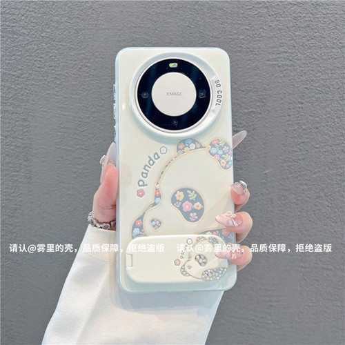 ins风碎花熊猫适用华为mate60pro手机壳新款高级感mate70pro网红爆款手机壳mate80pro防摔外壳支架保护套女生