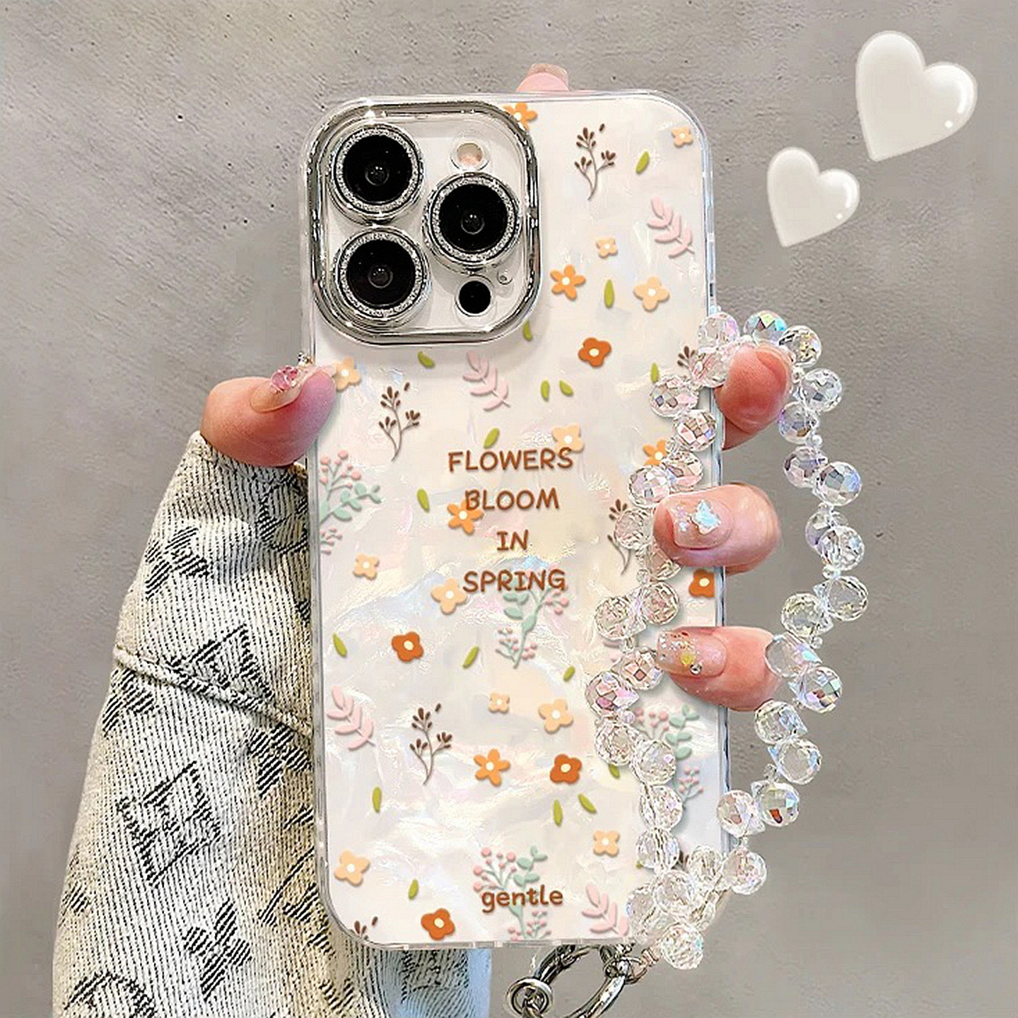 贝壳纹小清新碎花适用苹果16promax手机壳新款高级感iPhone17pro网红爆款手机壳15/14好看的外壳防摔保护套女