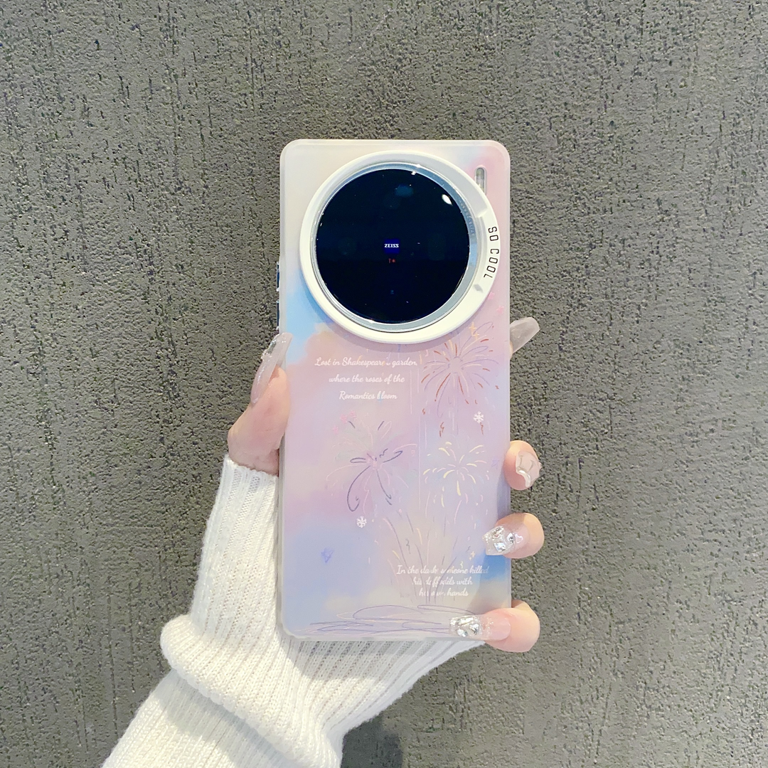 ins风小清新炫彩烟花适用vivox100pro/x200手机壳新款x300pro网红爆款适用vivox90/x80pro手机套防摔保护套女