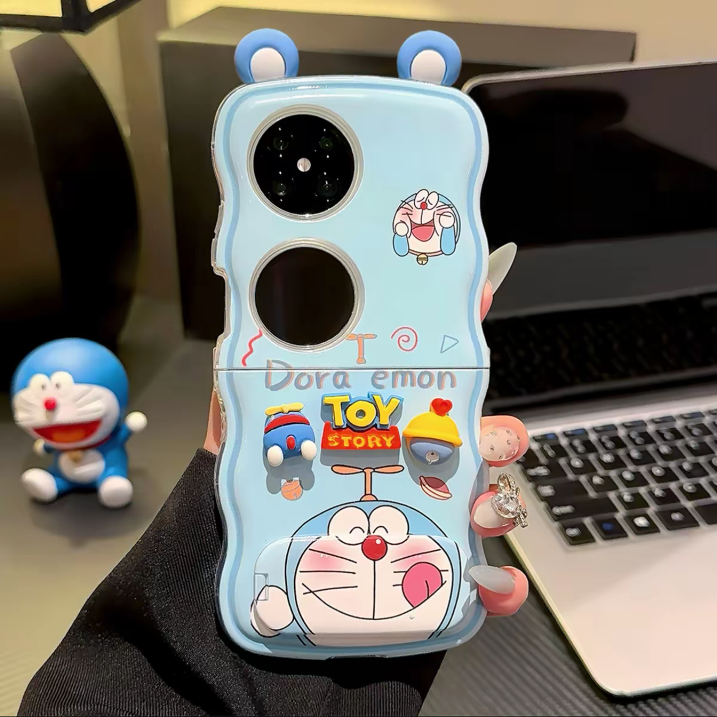 ins风小清新哆啦猫适用华为pocket2手机壳新款高级感p50pocket网红爆款折叠屏手机壳pockets防摔外壳保护套女