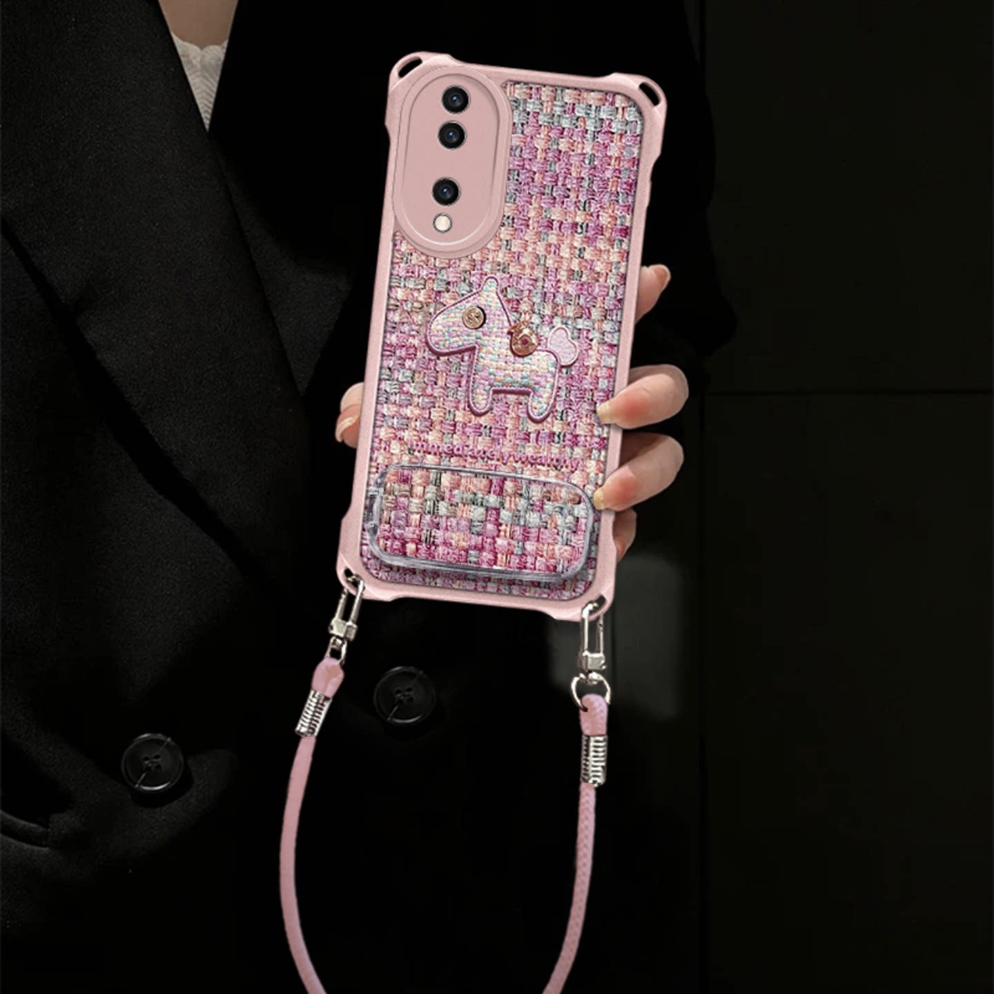 小清新编织小马适用荣耀80/90pro手机壳新款高级感300/400/500网红爆款手机壳100/200pro好看的外壳保护套女