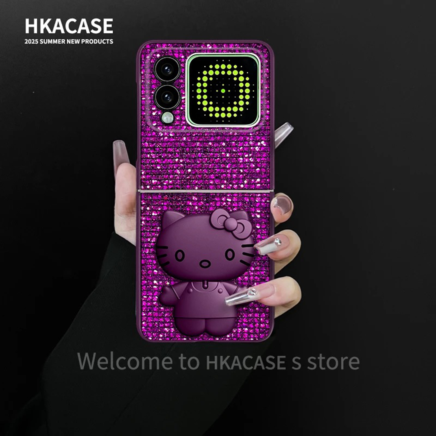 轻奢感紫色闪钻凯蒂猫适用华为novaflip手机壳新品高级感p50pocket网红爆款折叠手机壳pocket2防摔外壳保护套