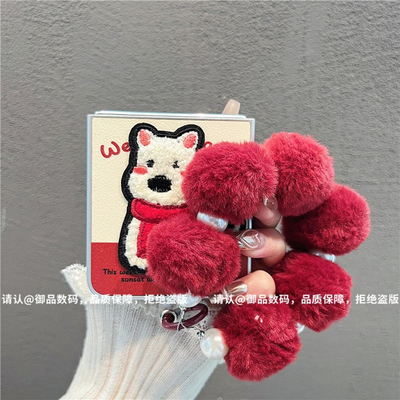 ins风红围巾小狗适用华为novaflip手机壳新款高级感p50pocket网红爆款折叠屏手机壳pocket2防摔外壳保护套女