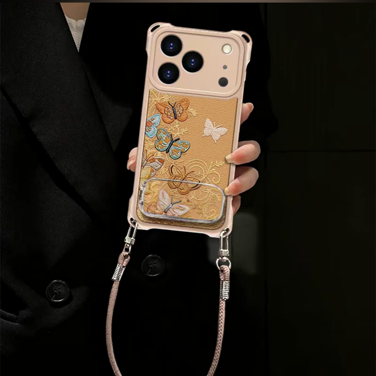 小清新多彩蝴蝶适用苹果17pro手机壳新款高级感iPhone16/15pro网红爆款手机壳14/13/12四角防摔外壳保护套女