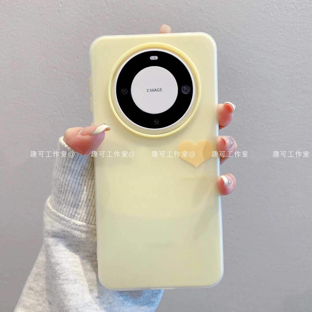 ins风小清新黄色爱心适用华为mate60pro手机壳新款高级感mate70网红爆款手机壳mate50/40/30防摔外壳保护套女
