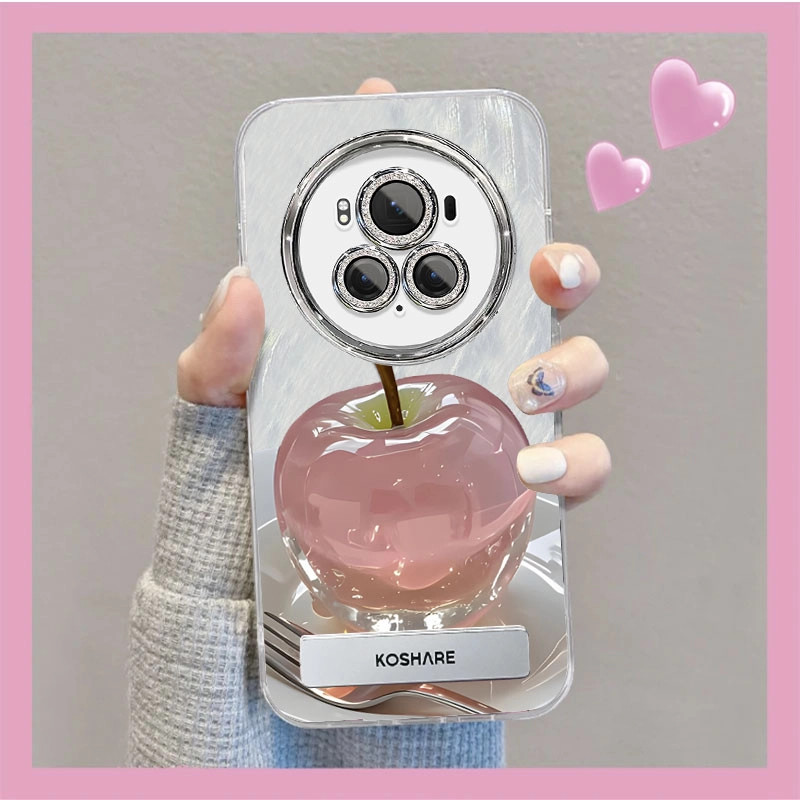 羽纱水晶苹果自带镜头膜适用荣耀magic6手机壳magic6pro新款全包镜头防摔保护套magic7pro女款高档带支架壳