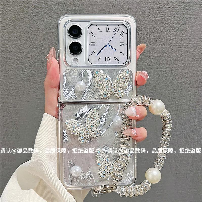 ins风轻奢感立体蝴蝶珍珠适用华为novaflip手机壳高级感小众网红折叠屏手机壳p50pocket硅胶外壳防摔保护套女