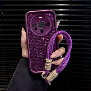 ins风轻奢感紫色闪片适用华为mate60pro手机壳新款高级感mate70网红爆款手机壳mate50/40/30防摔外壳保护套女