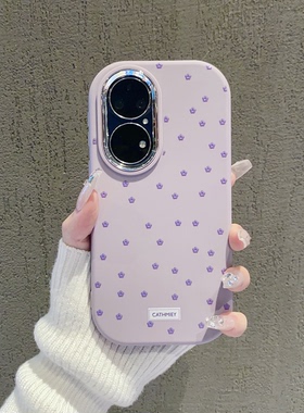 ins风温柔小清新紫色碎花适用华为p50pro手机壳高级感时尚潮流简约p60硅胶手机套p40pro个性小众防摔保护套女