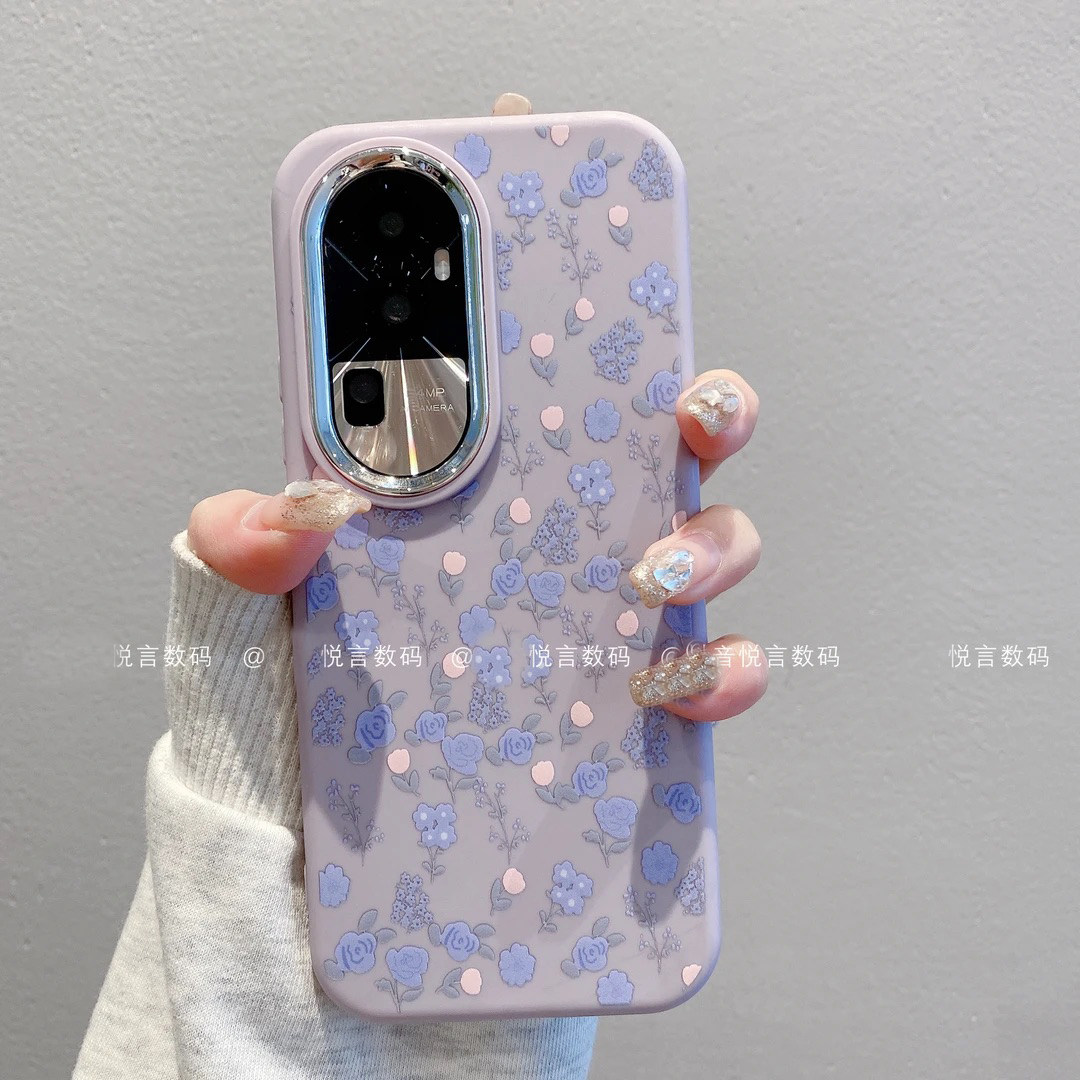 ins风小清新温柔紫色碎花适用opporeno10/11pro手机壳高级感小众reno12/13网红手机套reno9/8硅胶防摔保护套