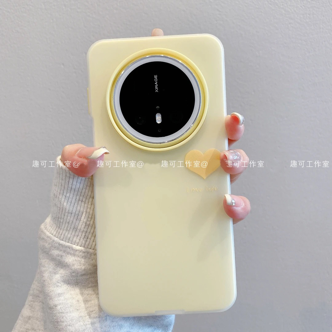 ins风小清新黄色爱心适用华为mate70pro手机壳新款高级感mate70网红爆款手机壳mate50/40/30防摔外壳保护套女