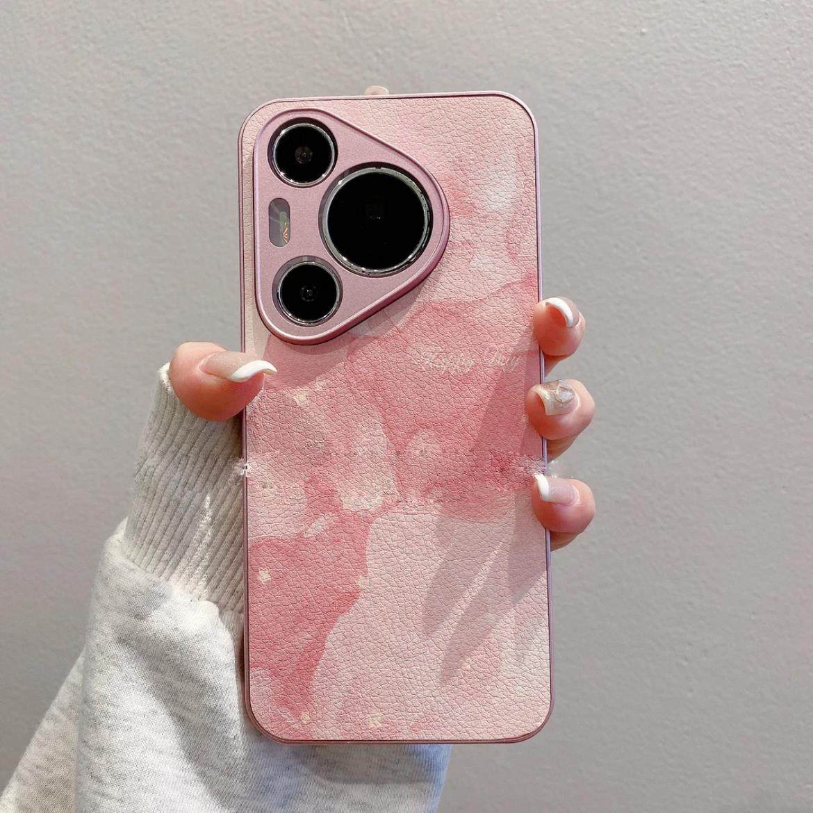 ins风渐变粉色水墨画适用华为pura70pro手机壳新款高级感p60/p50pro网红手机壳p40/p30硅胶外壳防摔手机套女