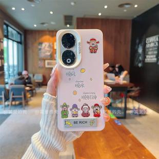 ins风粉色顺风顺水顺财神适用荣耀90/100pro手机壳新款高级感小众80/70pro网红手机套60/50pro防摔保护套女