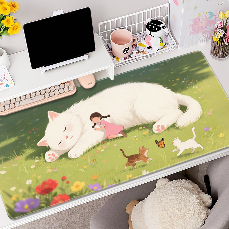 绿色清新鼠标垫超大号女生办公电脑键盘垫学生治愈系护眼书桌垫子