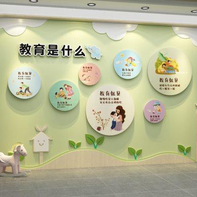 幼儿园环创主题墙成品午托管班机构中心文化墙面装饰走廊形象墙贴