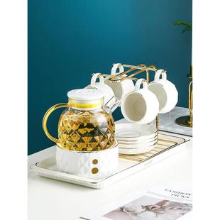 家用北欧水果茶杯茶具加热英式 轻奢花茶壶套装 下午茶杯子耐高温瓷