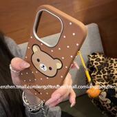 s20秋冬a12软边a16卡通a21s防摔a30 皮质波点轻松熊铃铛适用三星s24fe手机壳s23ultra女s22 新款 a50s少女a54